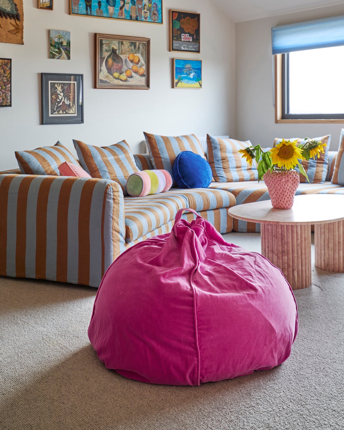 Super Pink Velvet Beanbag