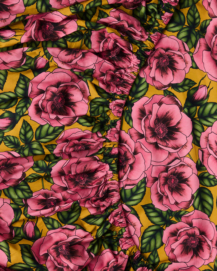 Golden Peony Organic Cotton Fitted Sheet