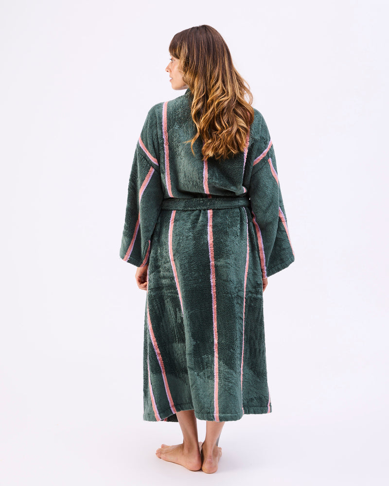 Wakame Crush Stripe Bamboo Terry Bath Robe – Kip&Co