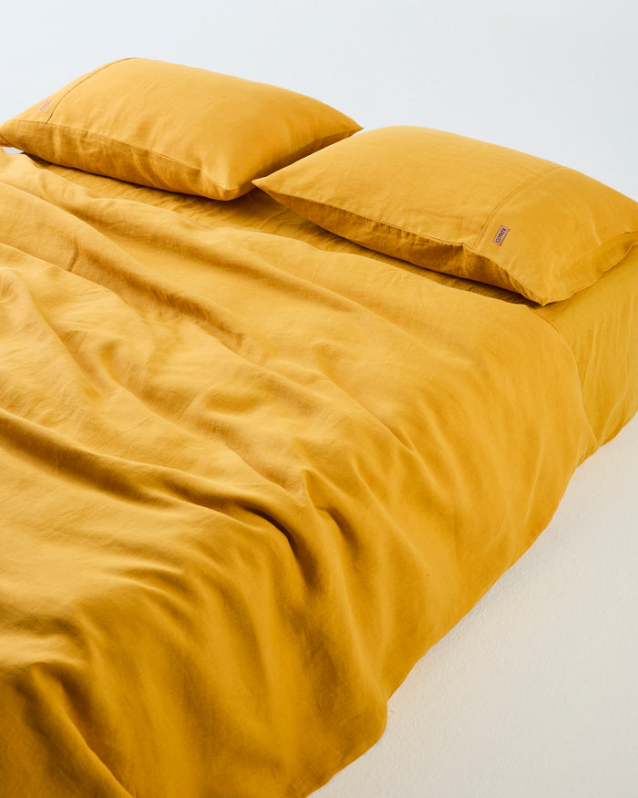Golden Yellow Linen Fitted Sheet