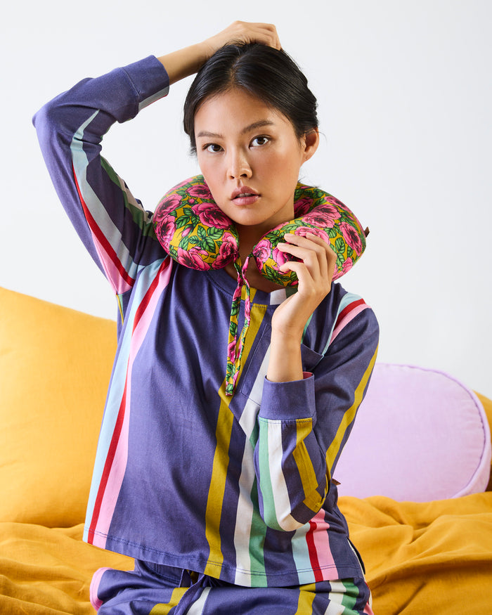 Golden Peony Silk Travel Pillow