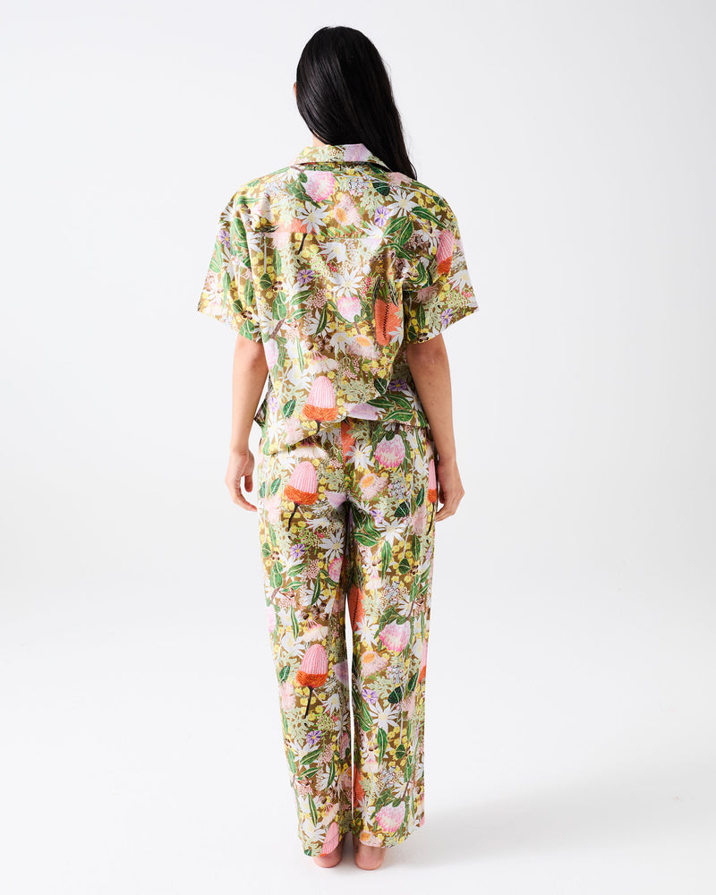 Native Plantation Adult Organic Cotton Short Sleeve Shirt & Pant Pyjama Set