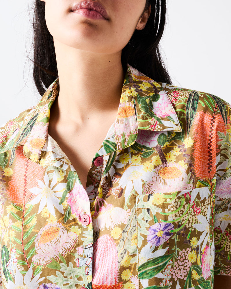 Native Plantation Adult Organic Cotton Short Sleeve Shirt & Pant Pyjama Set