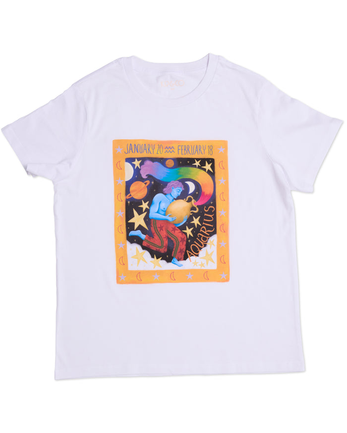 Zodiac Aquarius Adult Organic Cotton T-shirt