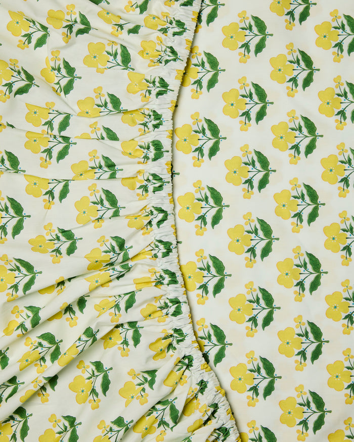 Kip&Co x Anna Spiro Indian Summer Yellow Organic Cotton Fitted Sheet