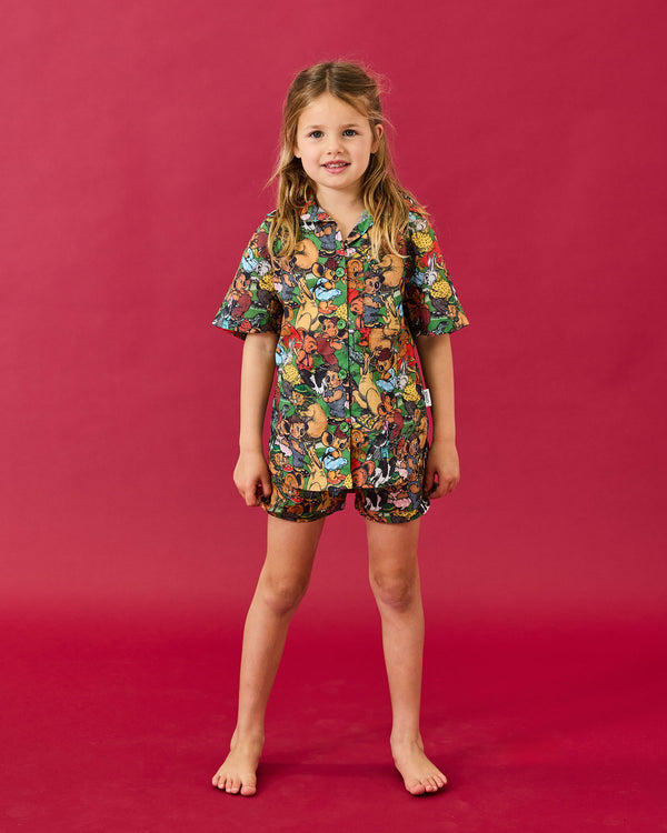 Kip&Co x Blinky Bill Blinky And Friends Kids Organic Cotton Short Sleeve Shirt & Short Pyjama Set
