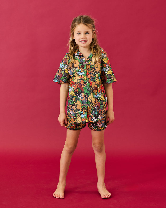 Kip&Co x Blinky Bill Blinky And Friends Kids Organic Cotton Short Sleeve Shirt & Short Pyjama Set