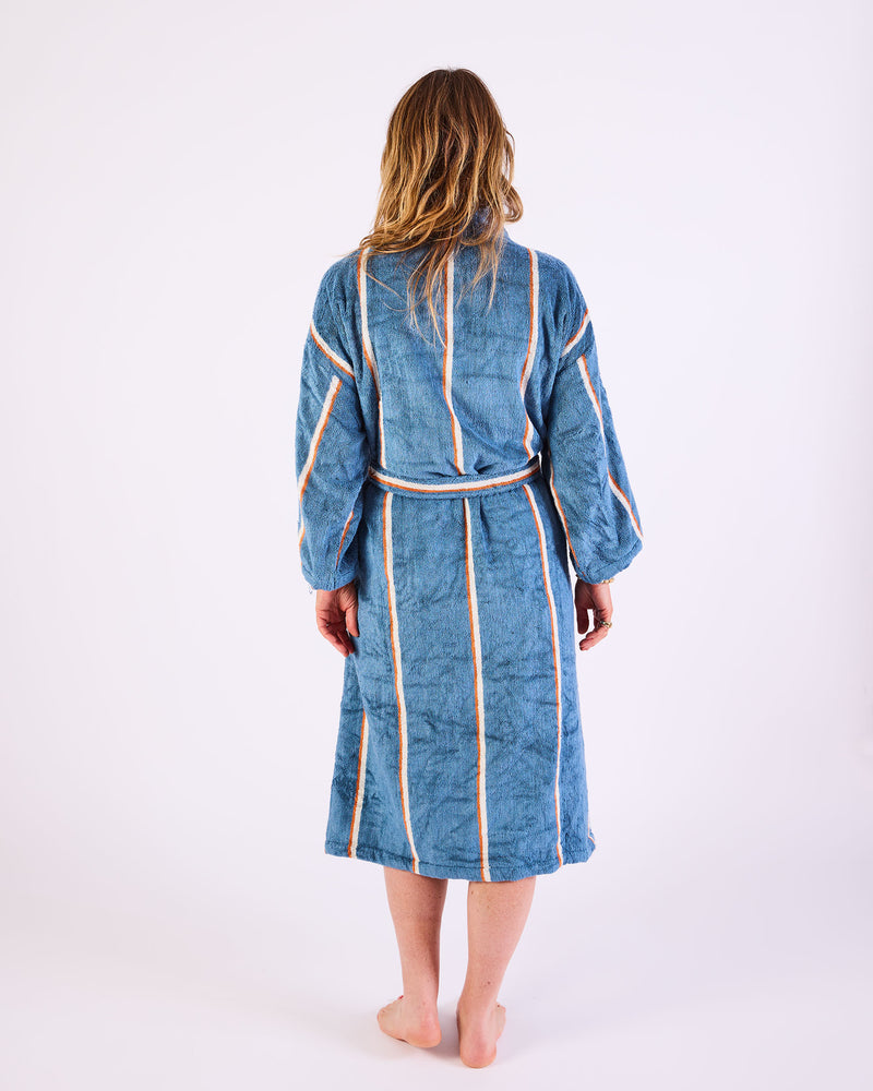 Blue Lagoon Stripe Bamboo Terry Bath Robe