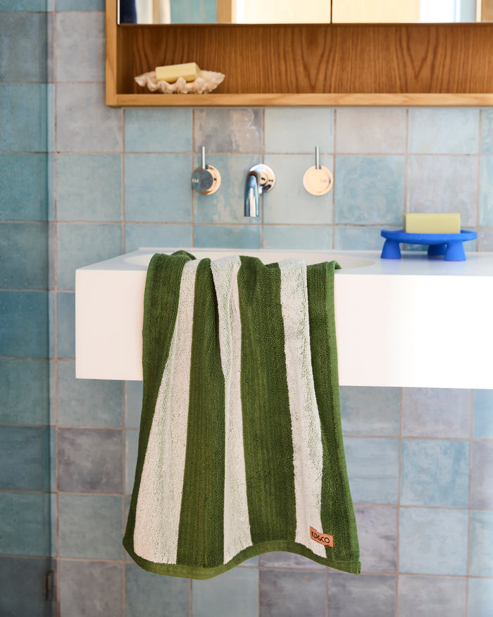 Moss Stripe Terry Hand Towel