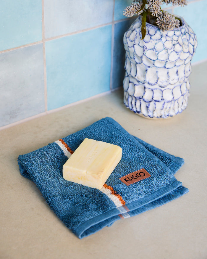 Blue Lagoon Stripe Bamboo Terry Face Washer