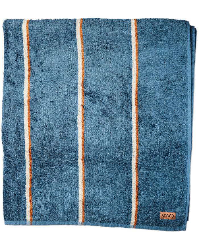 Blue Lagoon Stripe Bamboo Terry Bath Sheet