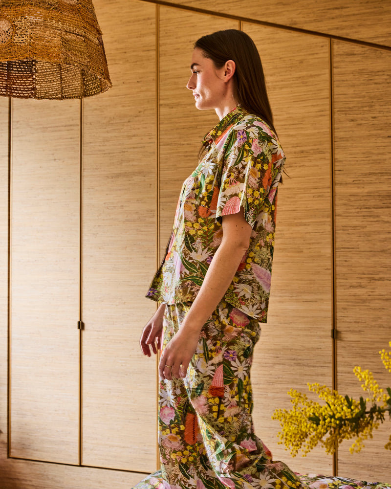 Native Plantation Adult Organic Cotton Short Sleeve Shirt & Pant Pyjama Set