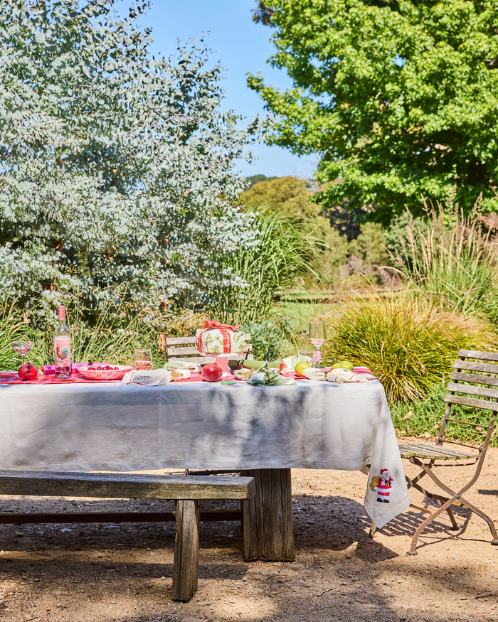 Noel Embroidered Linen Tablecloth