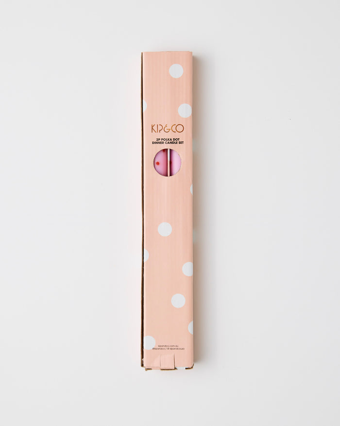 Kiss Me Polkadot Dinner Candle 2P Set