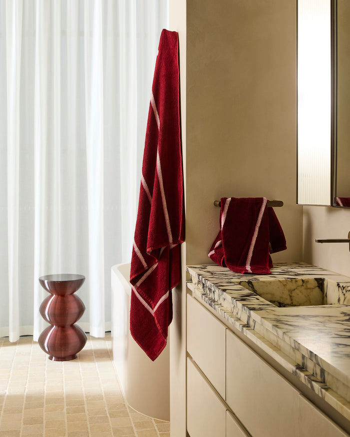 Ruby Rose Stripe Bamboo Terry Bath Sheet