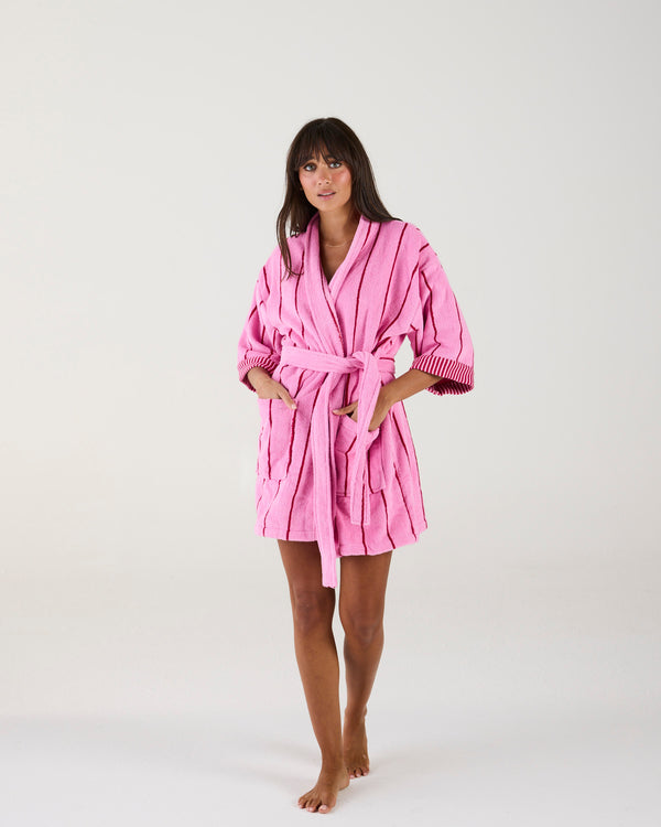 Iced Vovo Stripe Terry Mini Bath Robe