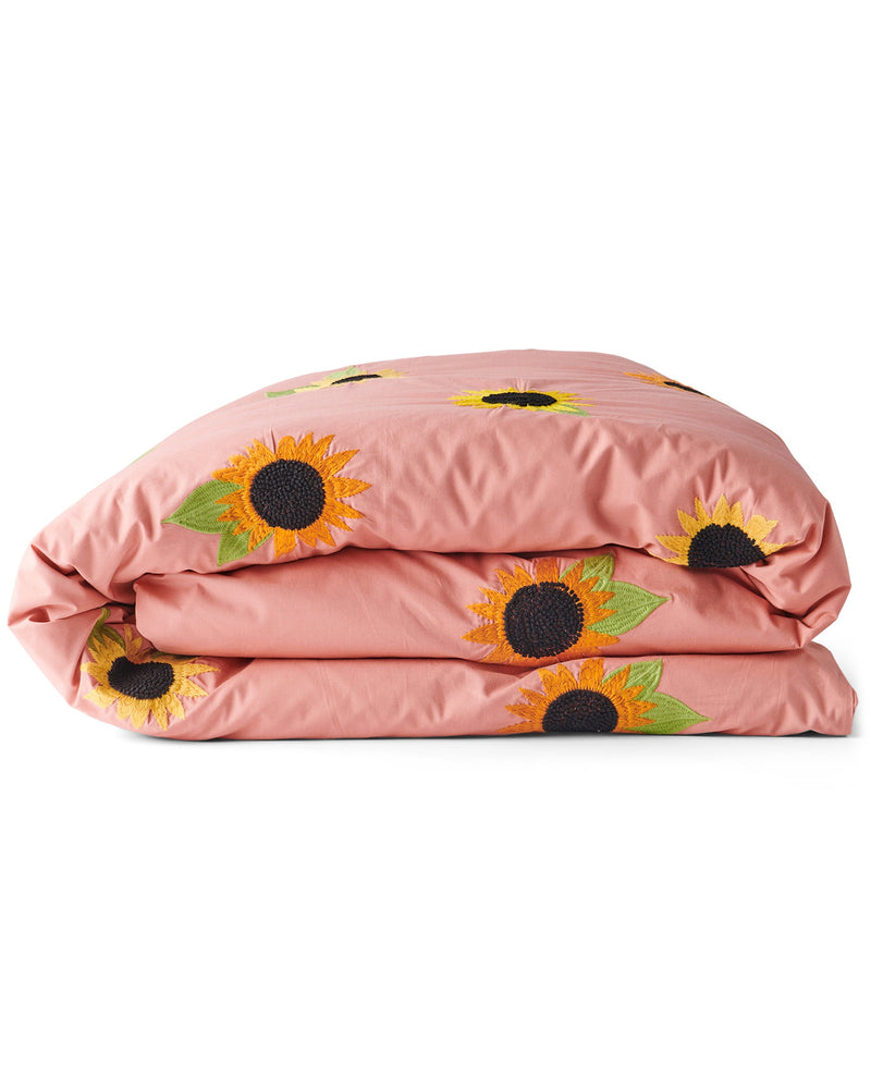 Sunflower Sunshine Embroidered Cotton Quilt Cover (US)