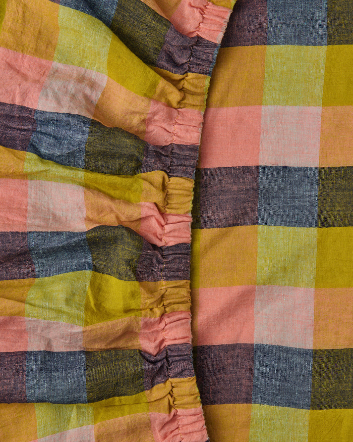 Florida Tartan Linen Fitted Sheet