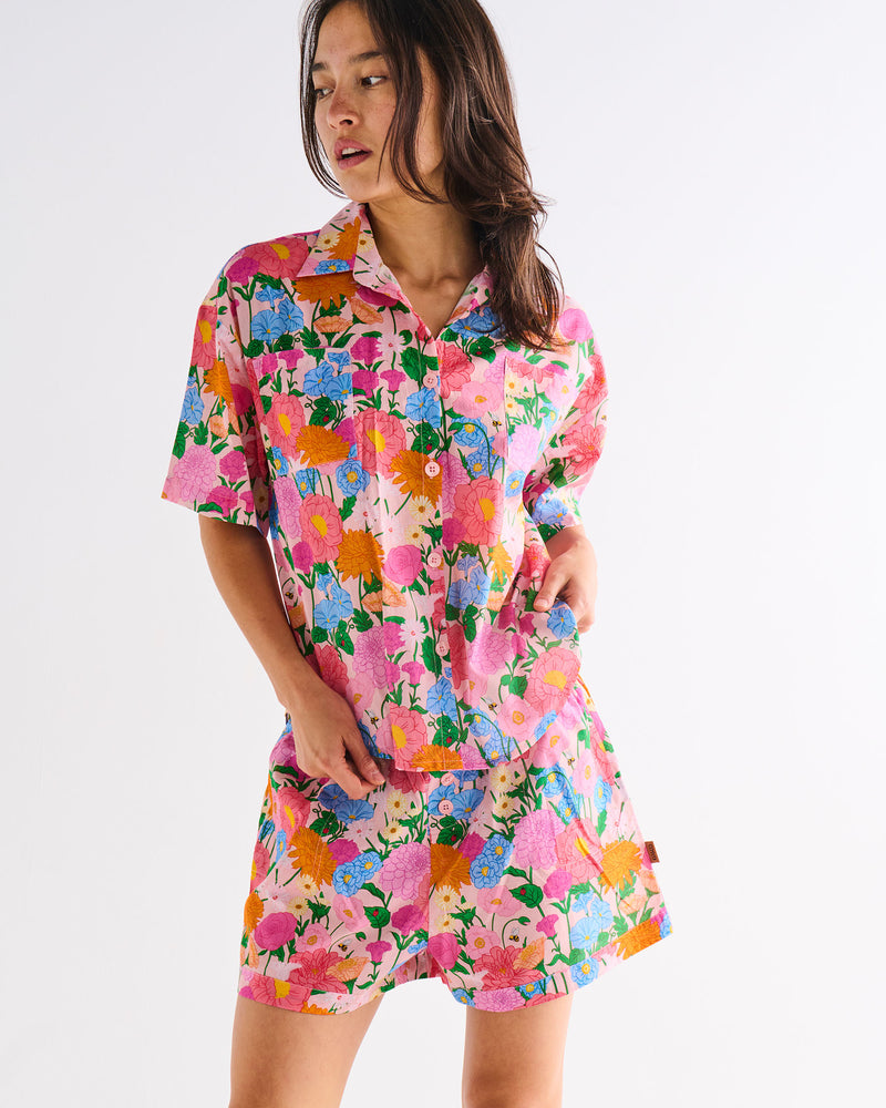 Follow The Sun Adult Organic Cotton Short Sleeve Shirt & Short Pyjama Set