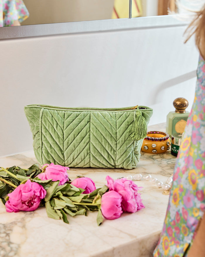 Pesto Velvet Toiletry Bag