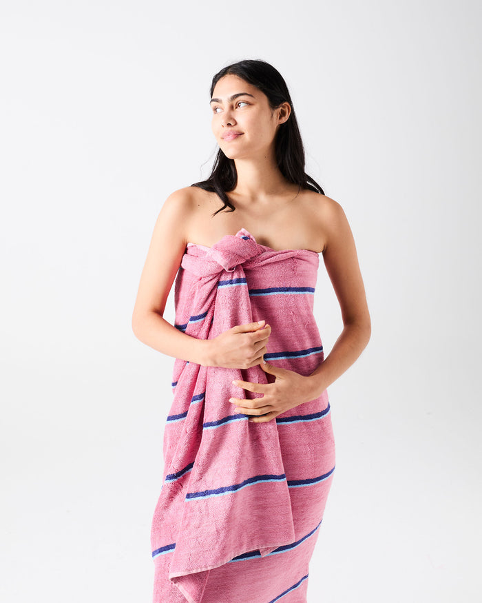 Blushing Stripe Bamboo Terry Bath Sheet