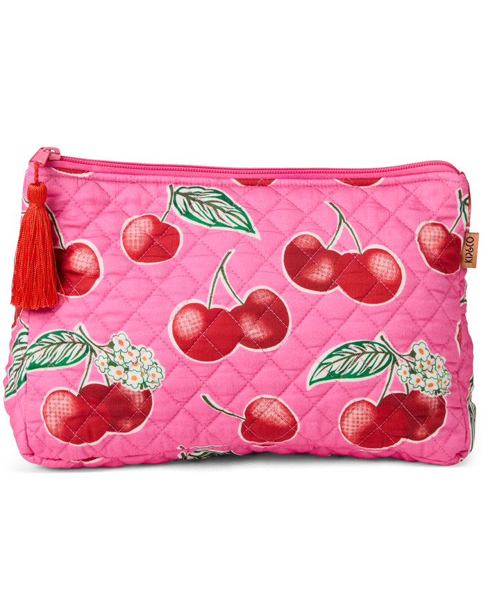 Cherry Blossom Quilted Cotton Toiletry Purse