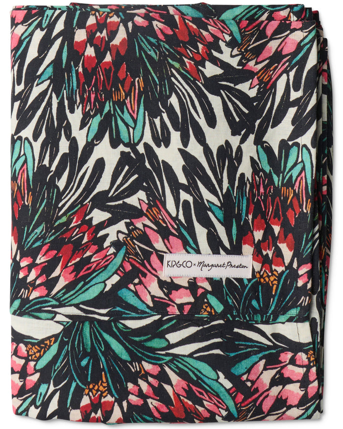 Kip&Co x Margaret Preston Protea Party Linen Flat Sheet