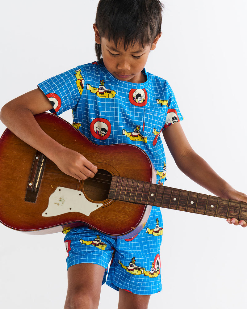 Kip&Co x The Beatles Yellow Submarine Kids Organic Cotton Short Sleeve Tee & Short Pyjama Set