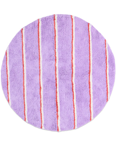 Lavender Field Stripe Round Bath Mat