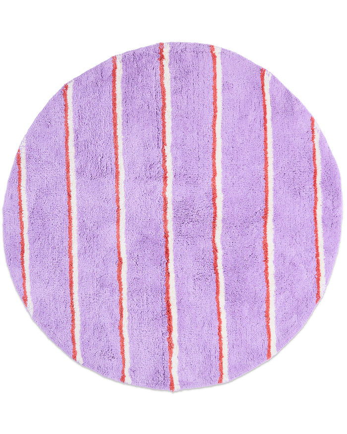 Lavender Field Stripe Round Bath Mat