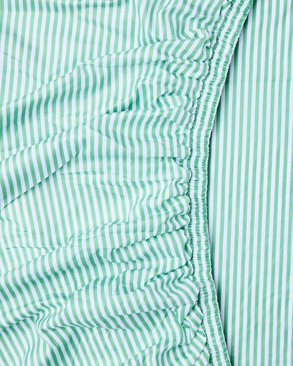 Tarragon Stripe Organic Cotton Fitted Sheet