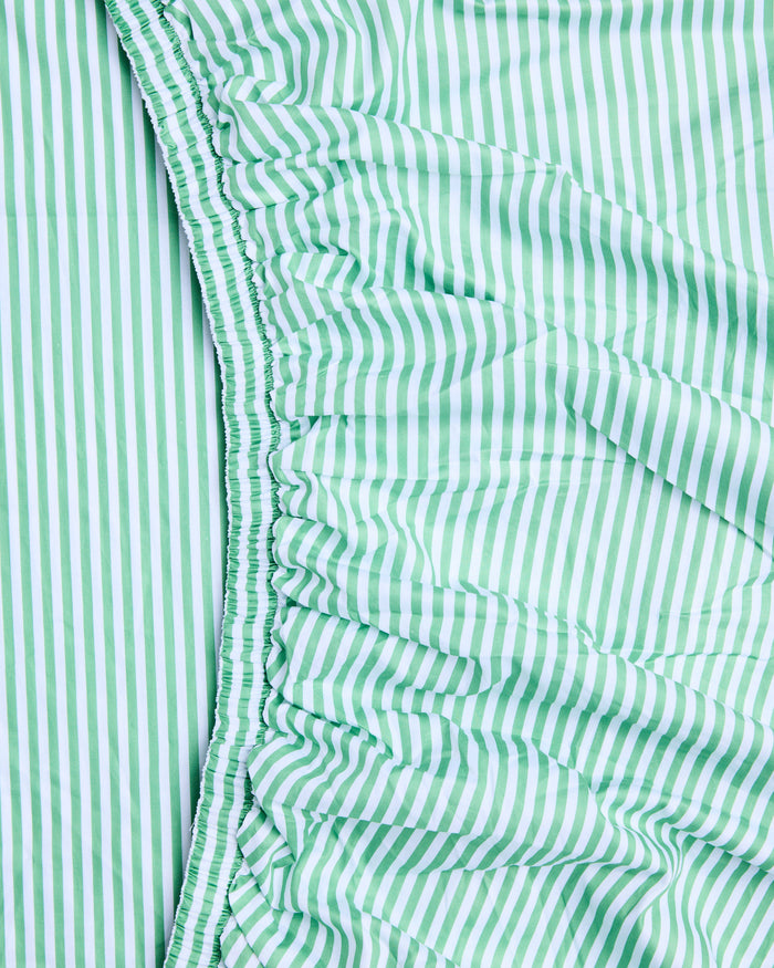 Tarragon Stripe Organic Cotton Fitted Sheet