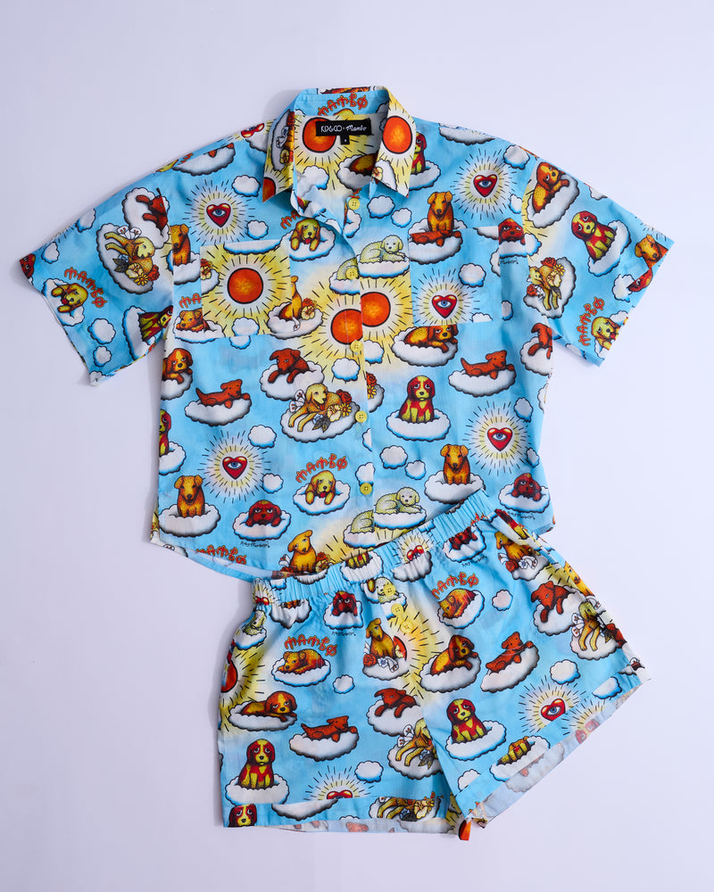 Kip&Co x Mambo Puppies Adult Organic Cotton Short Sleeve Shirt & Short Pyjama Set