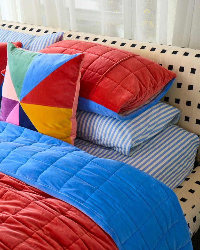 Blue Robin Velvet Quilted Pillowcases