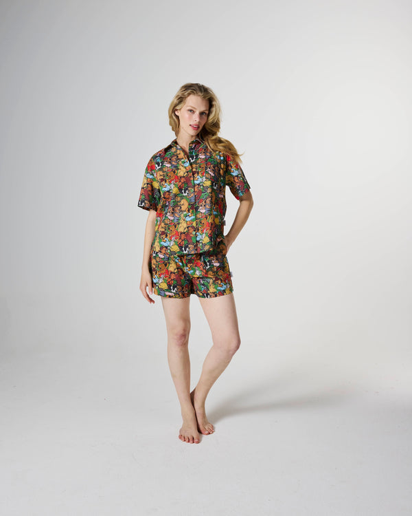 Kip&Co x Blinky Bill Blinky And Friends Adult Organic Cotton Short Sleeve Shirt & Short Pyjama Set