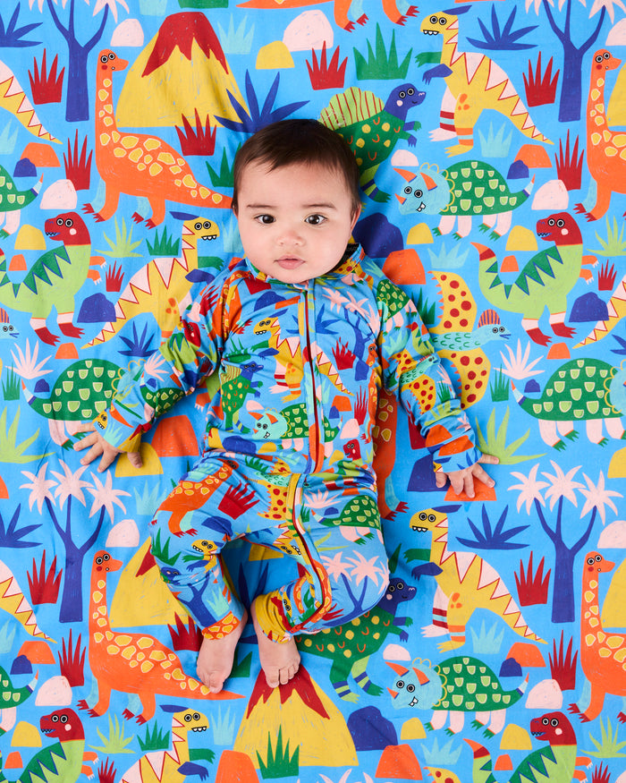 Dinosaur Roar Organic Long Sleeve Zip Romper