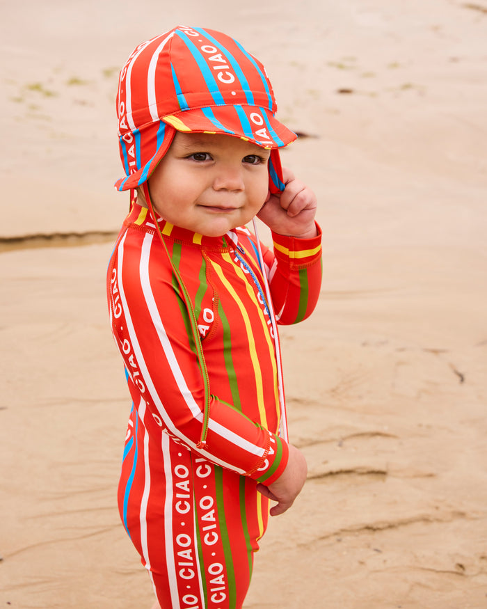 Ciao Stripe Baby Long Sleeve Zip Bathers