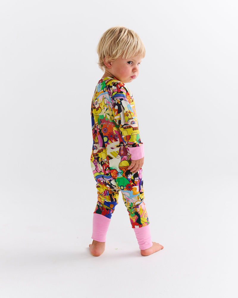 Kip&Co x The Beatles Big Band Organic Long Sleeve Zip Romper