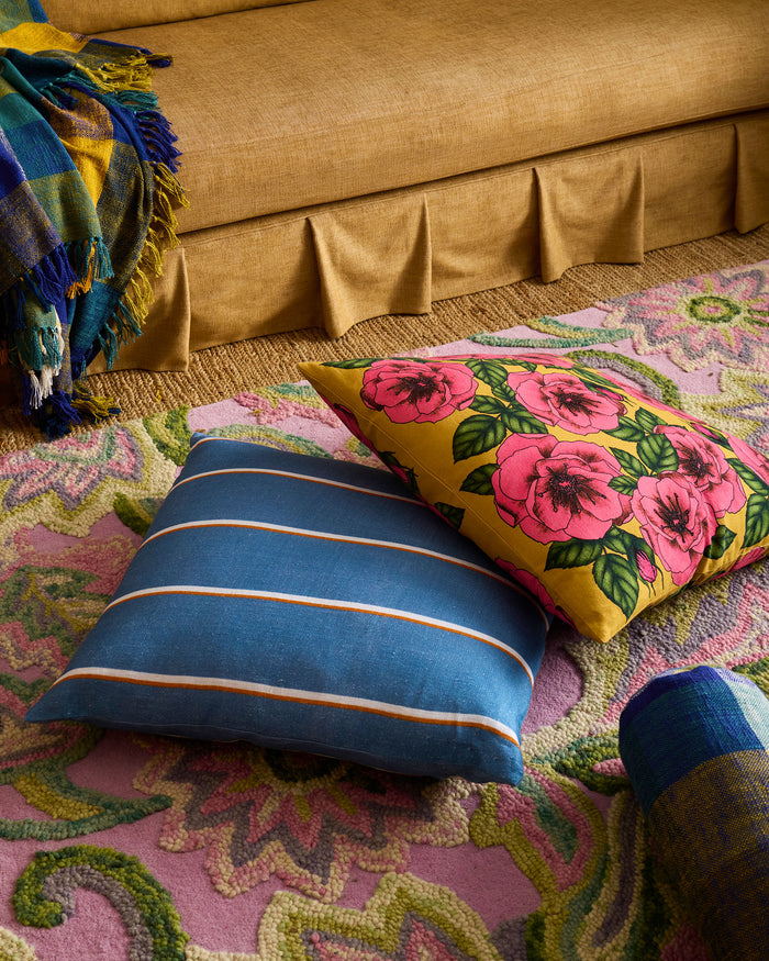 Blue Lagoon Stripe Upholstery Square Lounge Cushion