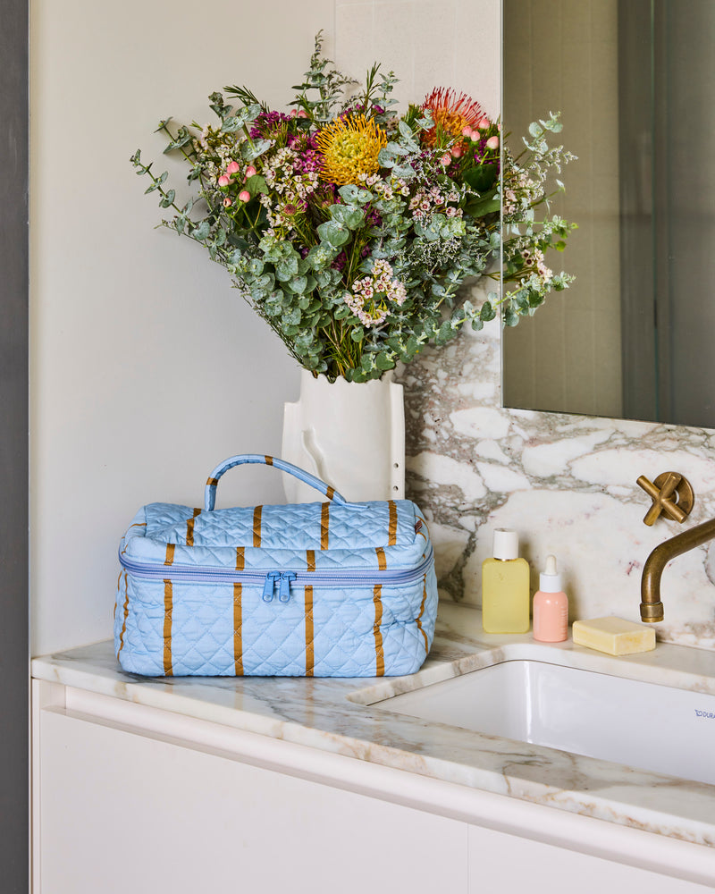 Como Stripe Quilted Cotton Toiletry Case