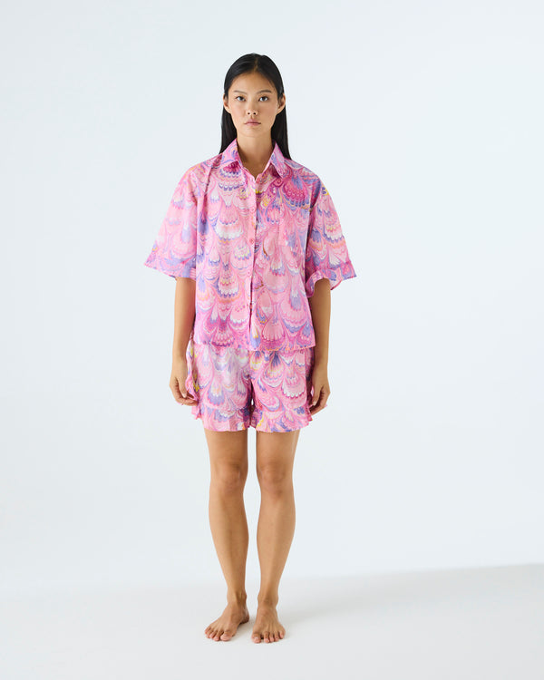 Kip&Co x Romance Was Born Cosmic Marble Bloom Adult Organic Cotton Short Sleeve Shirt & Short Pyjama Set