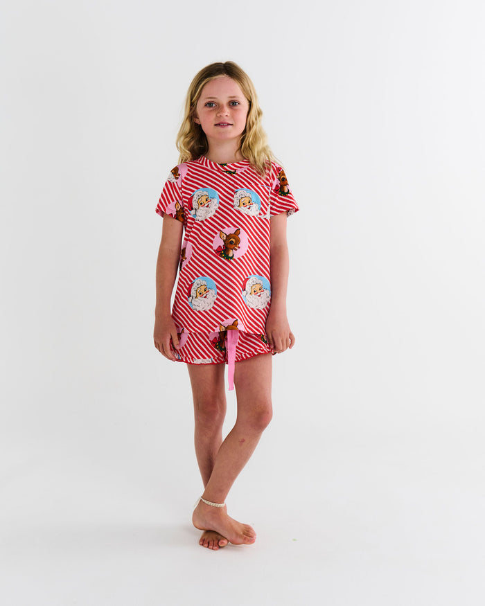 I Love Christmas Spot Kids Organic Cotton Short Sleeve Tee & Frill Short Pyjama Set