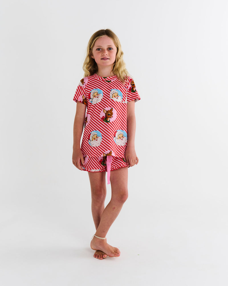 I Love Christmas Spot Kids Organic Cotton Short Sleeve Tee & Frill Short Pyjama Set