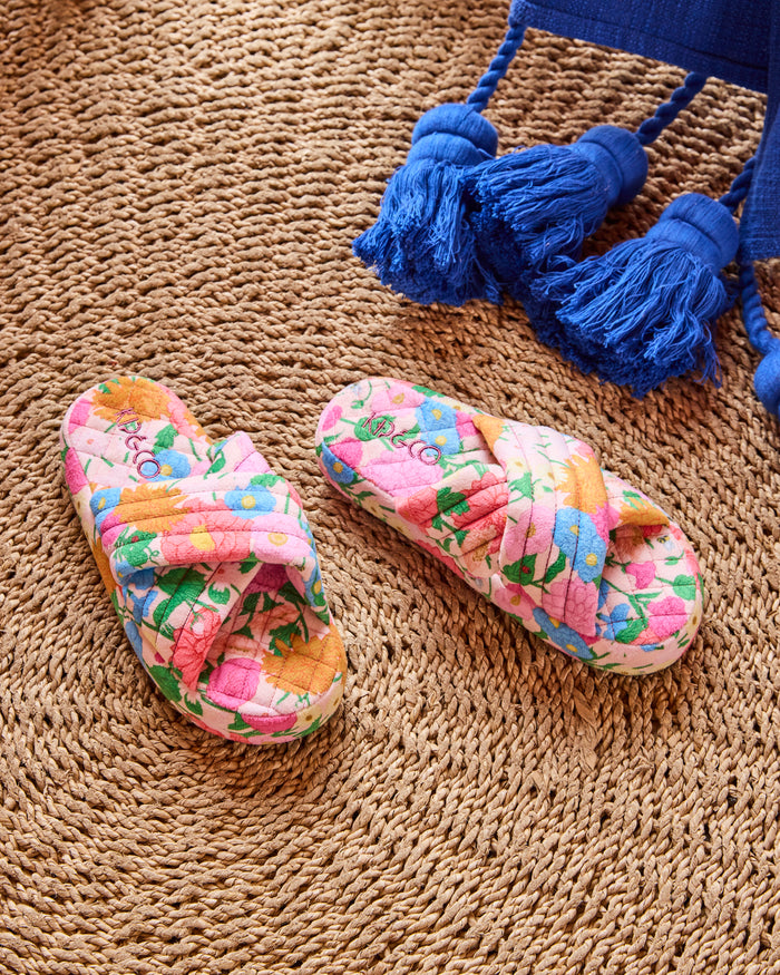 Follow The Sun Quilted Velvet Adult Slippers