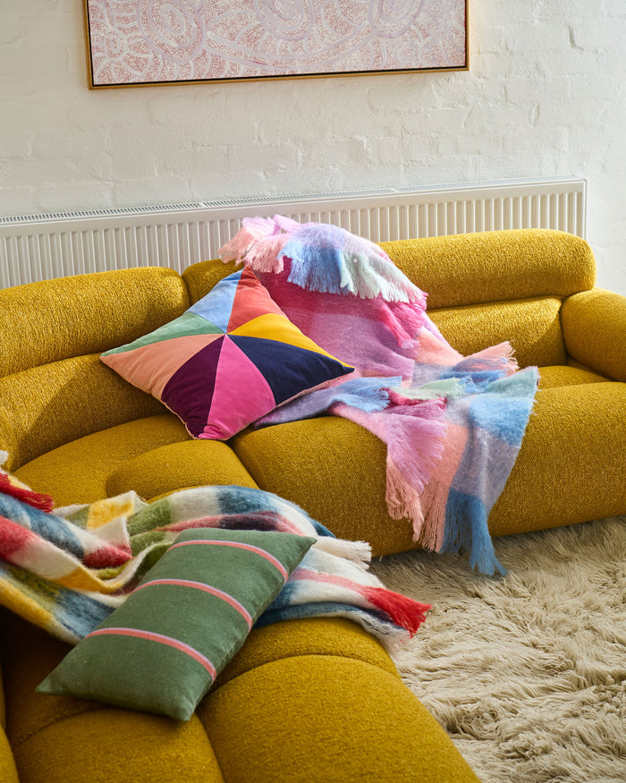 Lustre Panelled Velvet Cushion