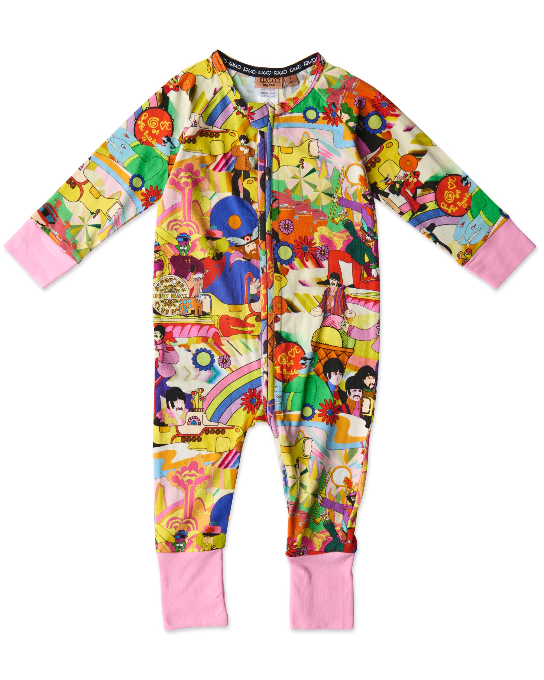 Kip&Co x The Beatles Big Band Organic Long Sleeve Zip Romper