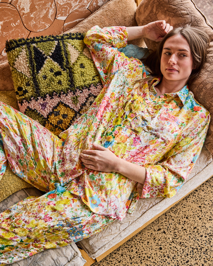 Forever Floral Butter Adult Velvet Long Sleeve Shirt & Pant Pyjama Set