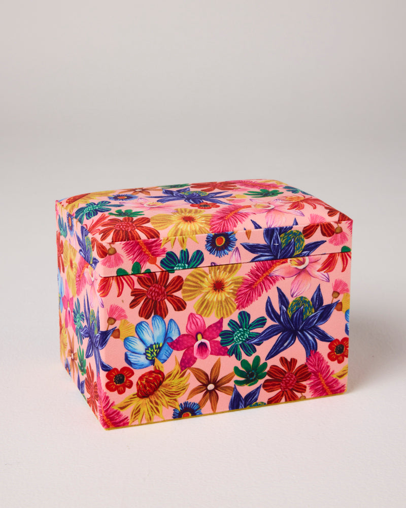 Wild Flowers In Bloom Velvet Jewellery Box Large