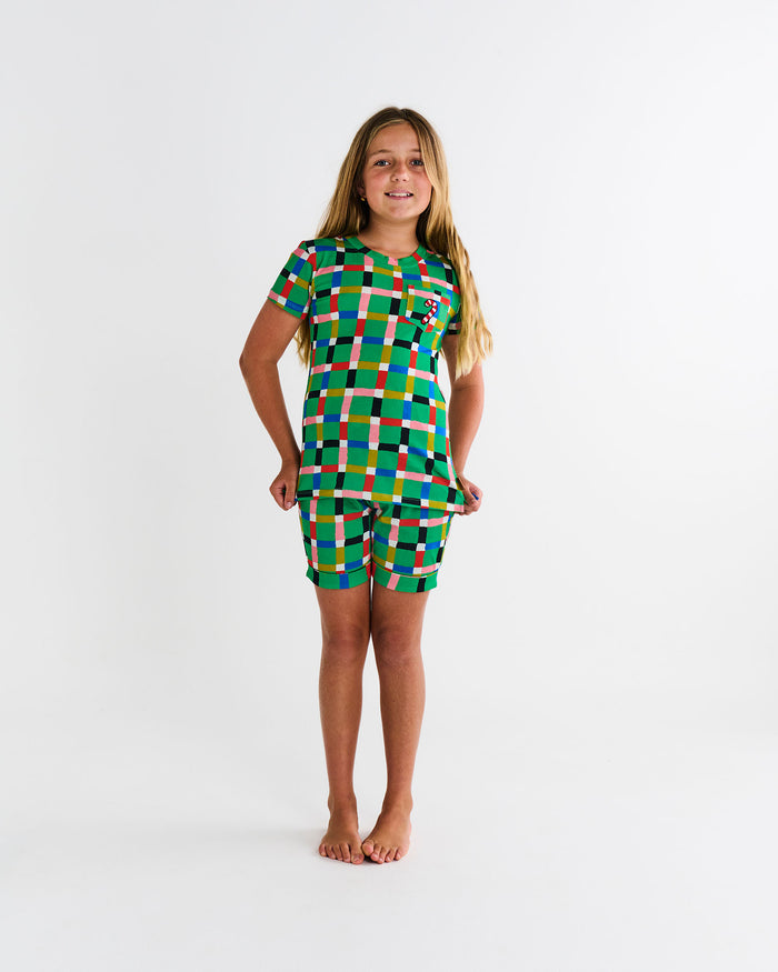 Jolly Tartan Teen Girls Organic Cotton Short Sleeve T-Shirt & Shorts Pyjama Set