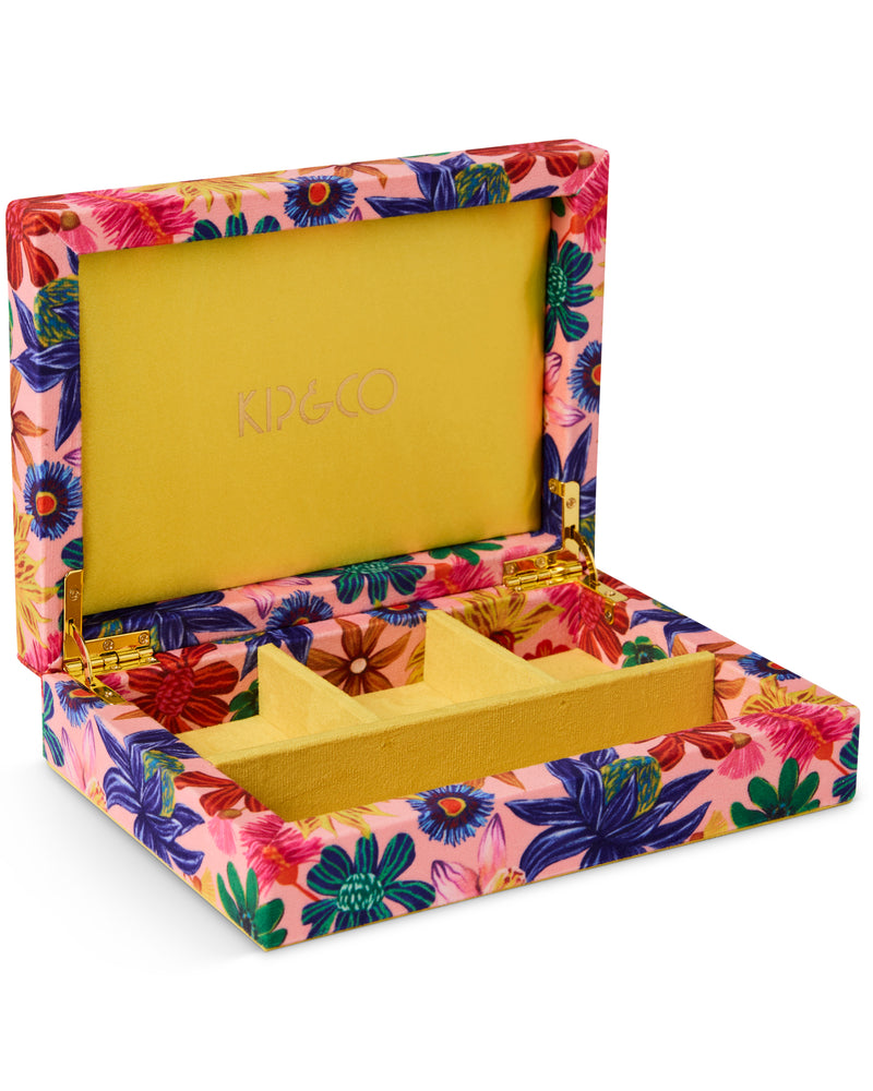 Wild Flowers In Bloom Velvet Jewellery Box Small